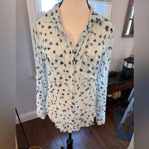 Cloth & Stone Super Soft Semi Sheer Light Blue Shirt Size Small